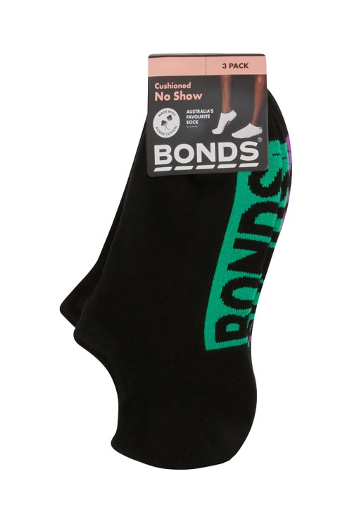 Womens Logo Cushioned No Show Socks 3 Pack