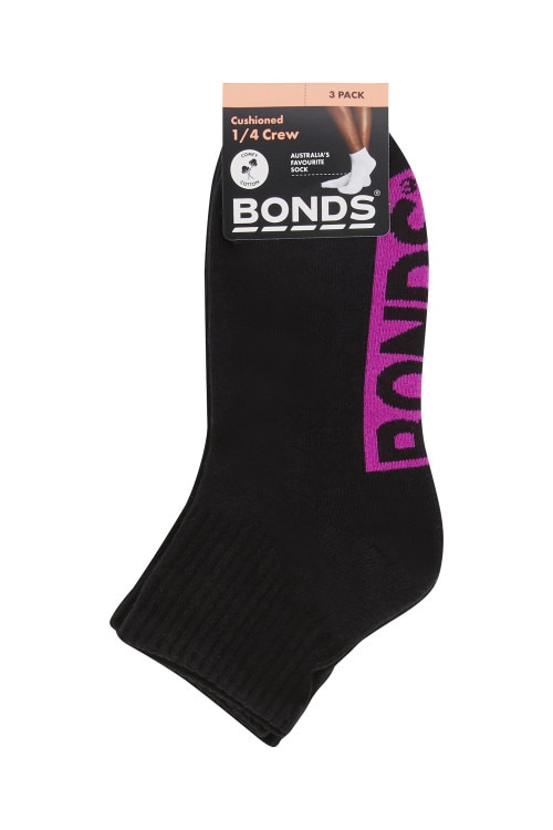Womens Logo Cushioned Quarter Crew Socks 3 Pack
