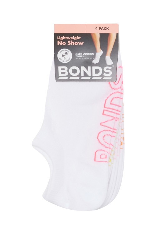 Womens Logo Light No Show Socks 4 Pack