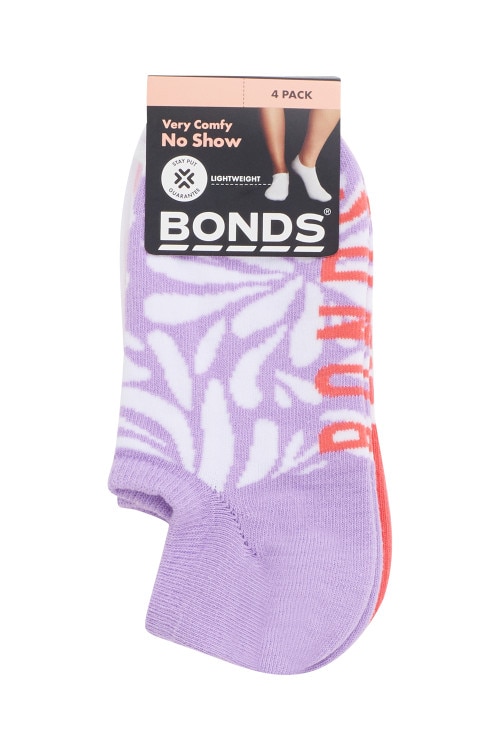 Womens Pattern No Show Socks 4 Pack