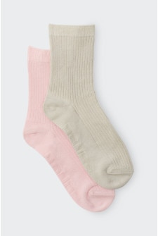 Womens Rib Half Crew Socks 2 Pack