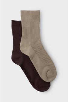 Womens Rib Half Crew Socks 2 Pack
