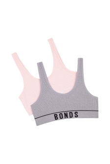 Girls Retro Rib&trade; Tank Crop 2 Pack