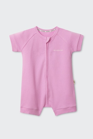 Solid Wide Needle Rib Romper