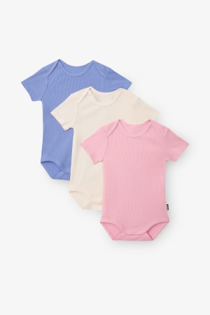 Rib Shortsleeve Bodysuit 3 Pack