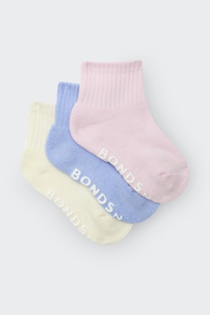 Baby Logo Cushioned Solid Colours Quarter Crew 3 Pack