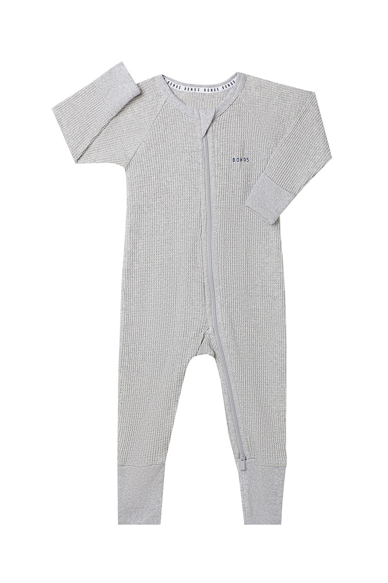 Buy Baby Waffle Zip Wondersuit in New Grey Marle Online | BONDS