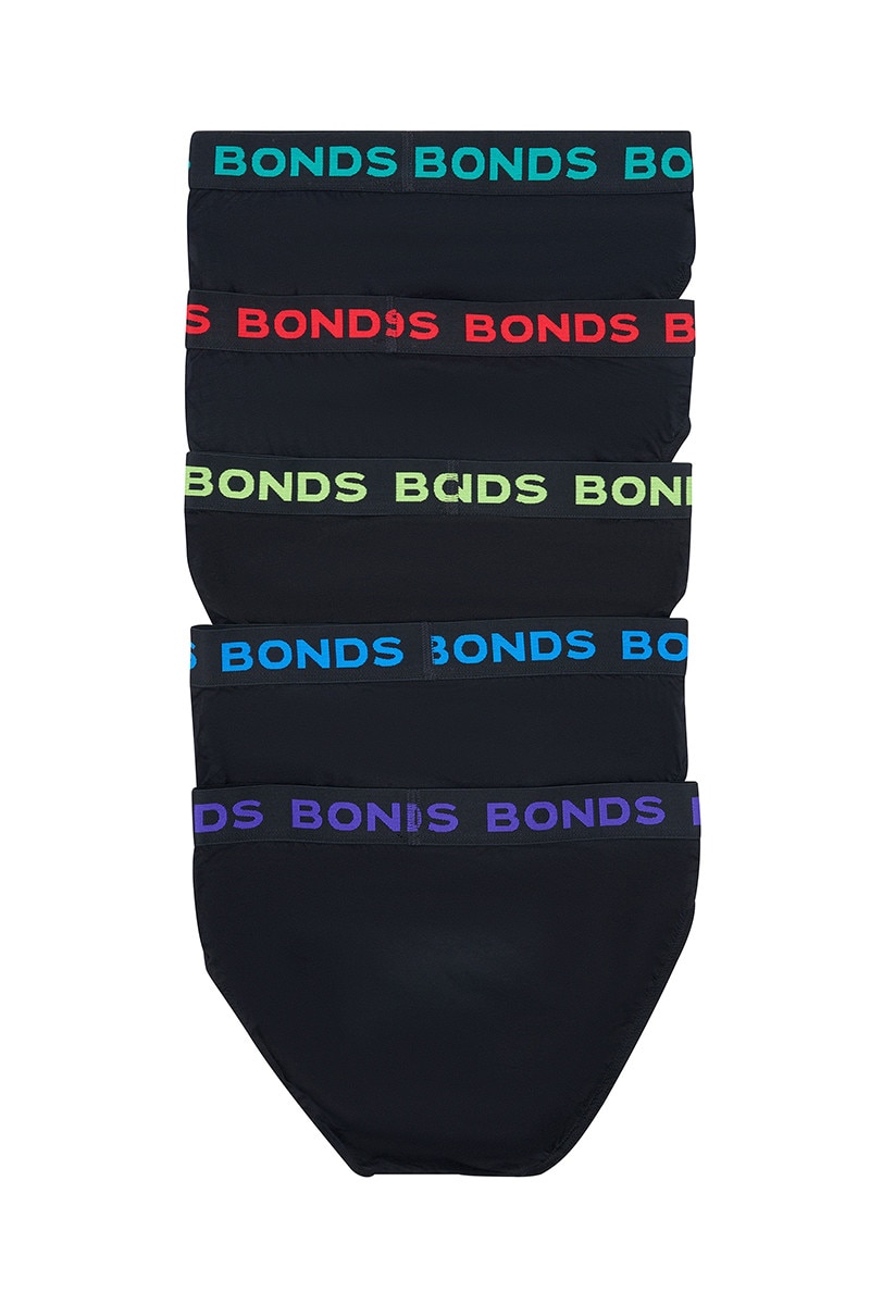 Bonds Hipster Brief 5 Pack In Black