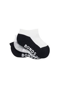 Bonds Baby Cushioned Low Cut 3 Pack Assorted Black