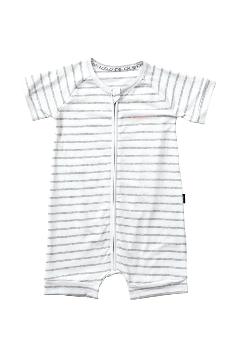 BONDS Zip Romper Wondersuit | BXNMA | New Grey Marle & White
