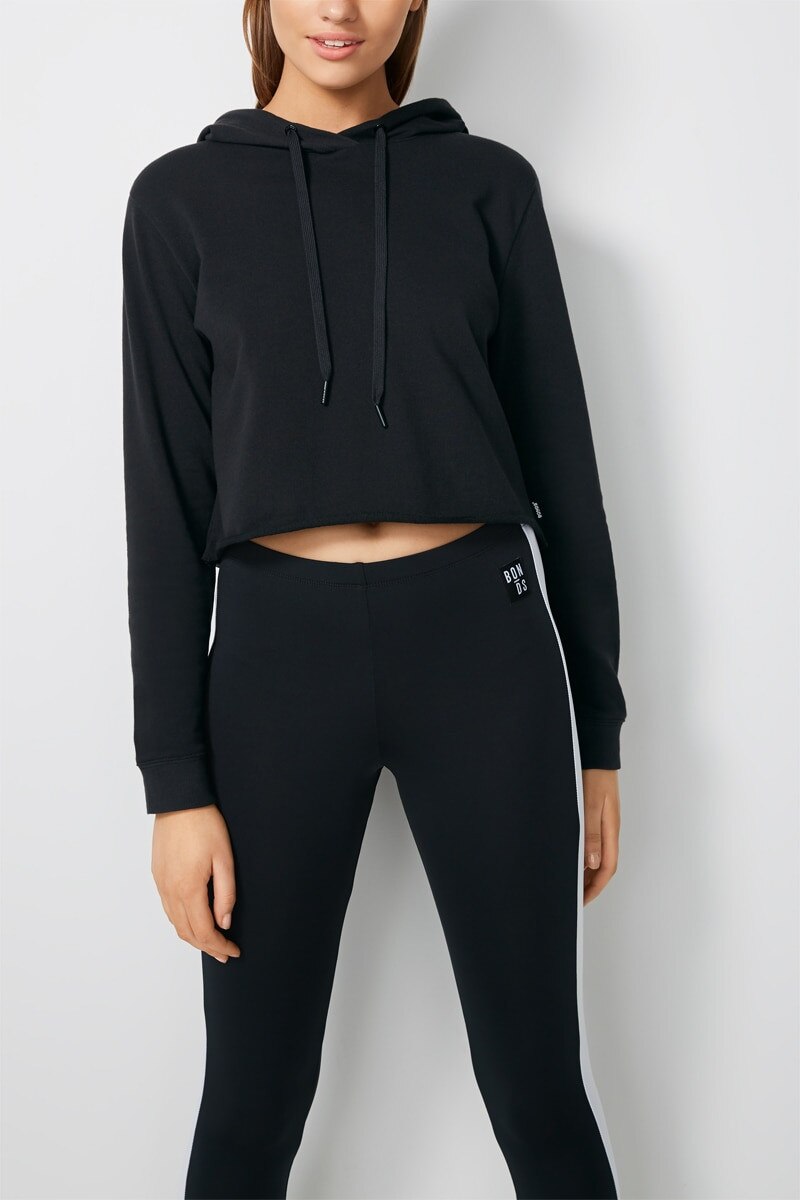 womens black cropped hoodie