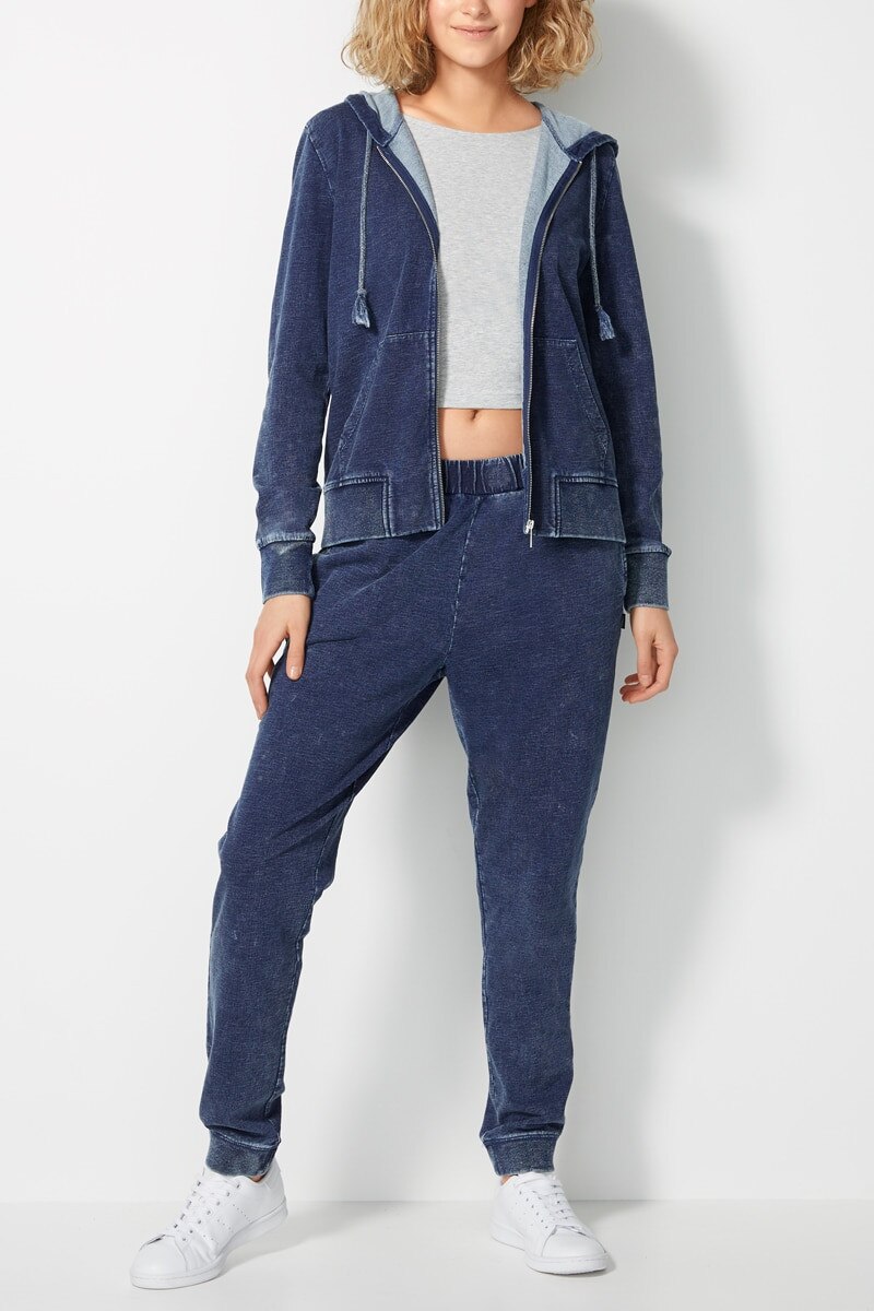 Denim zip hoodie clearance