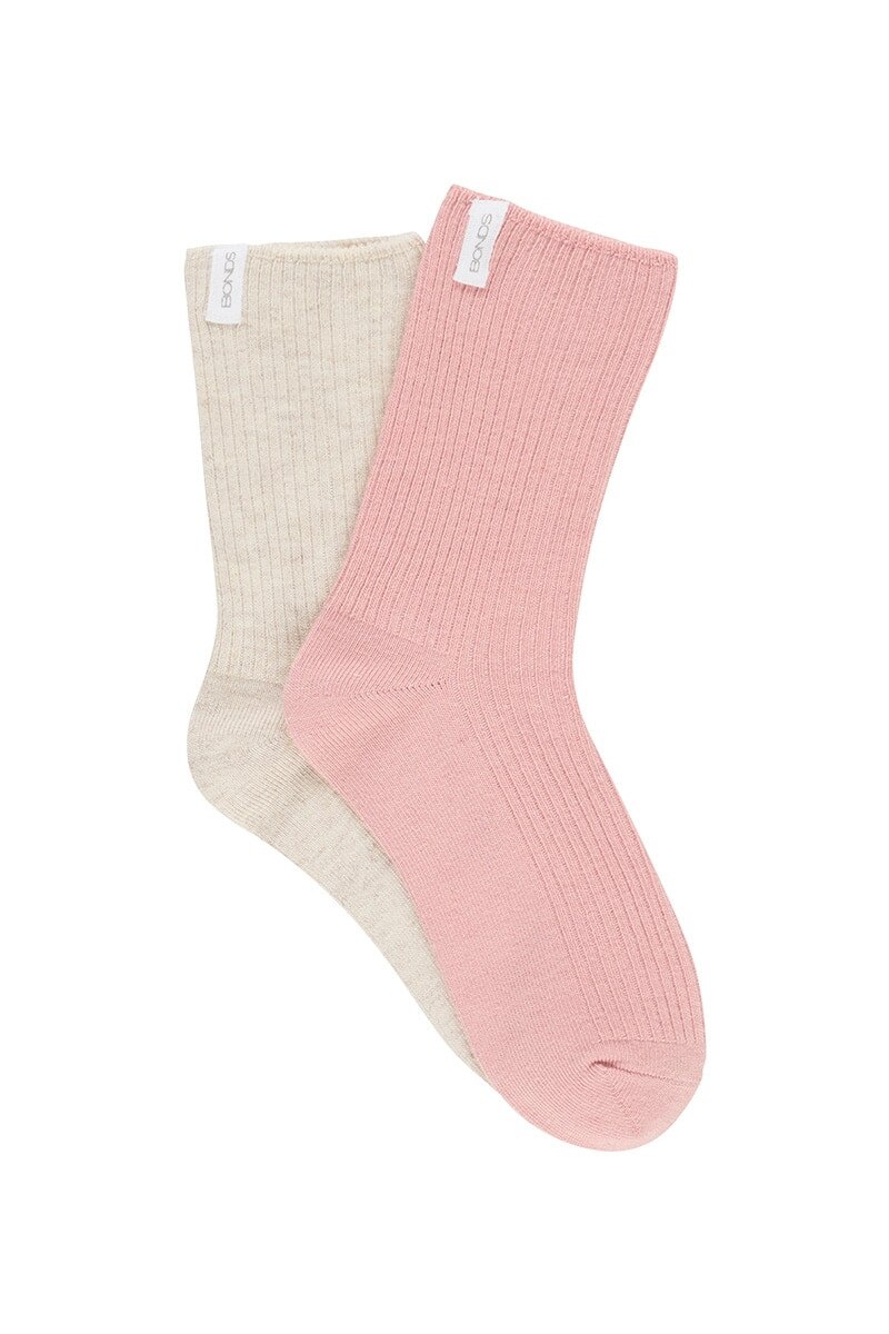 Bonds Baby Toddler Infant 2 Pack Stay On Crew Socks sizes 1 2 Pink White Grey 