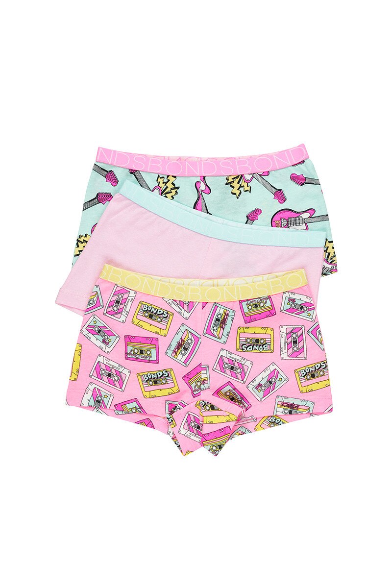 BONDS Bonds Girls Shortie 3 Pack | Girls Boyleg Underwear | UXVA3A