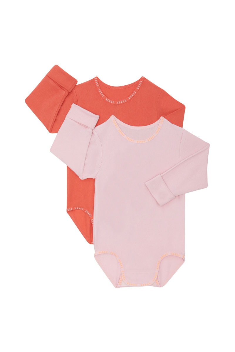 Bonds Wondergrow Long Sleeve Bodysuit 2 Pack | Baby Baby Bodysuit | BWAXA