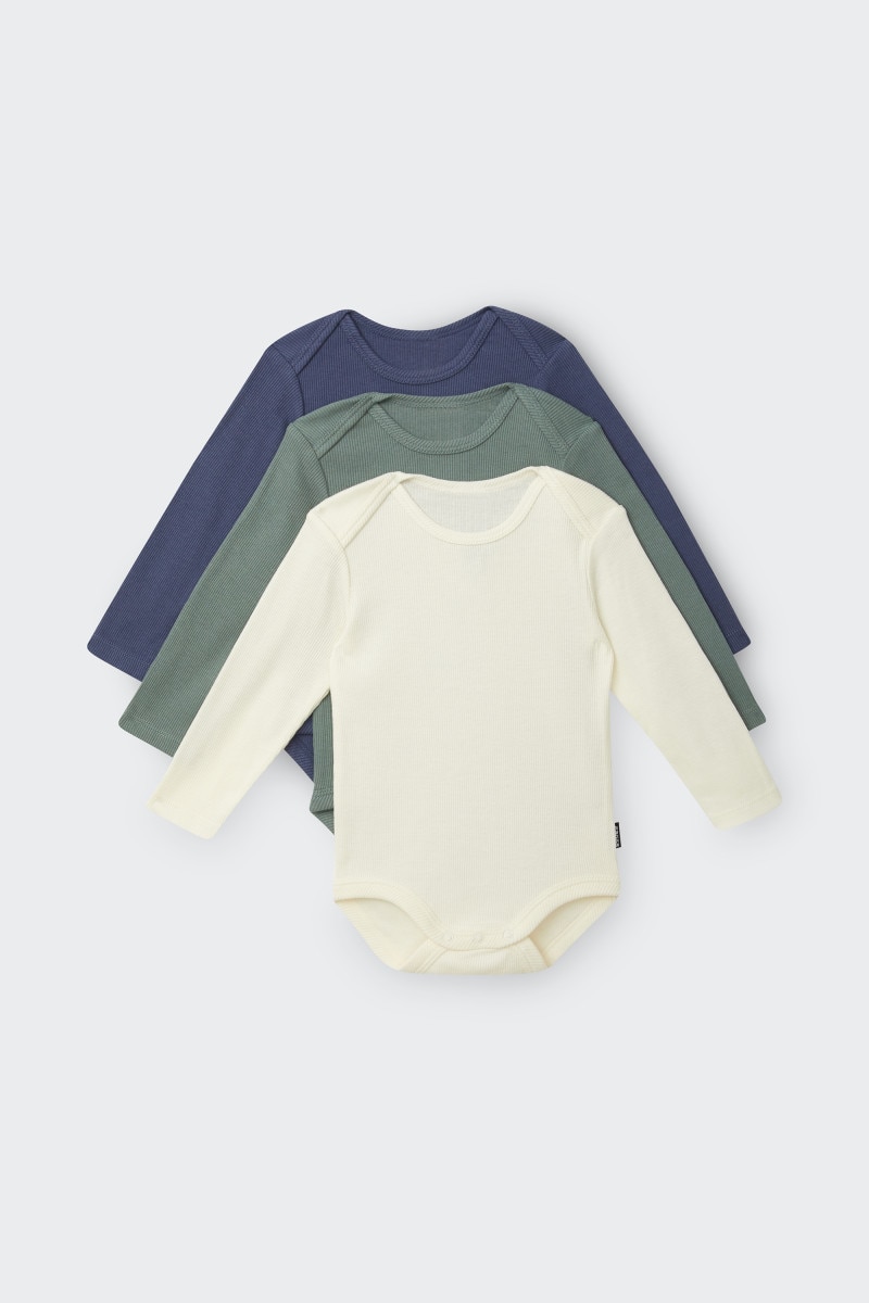 Bonds Rib Longsleeve Bodysuit 3 Pack | BONDS