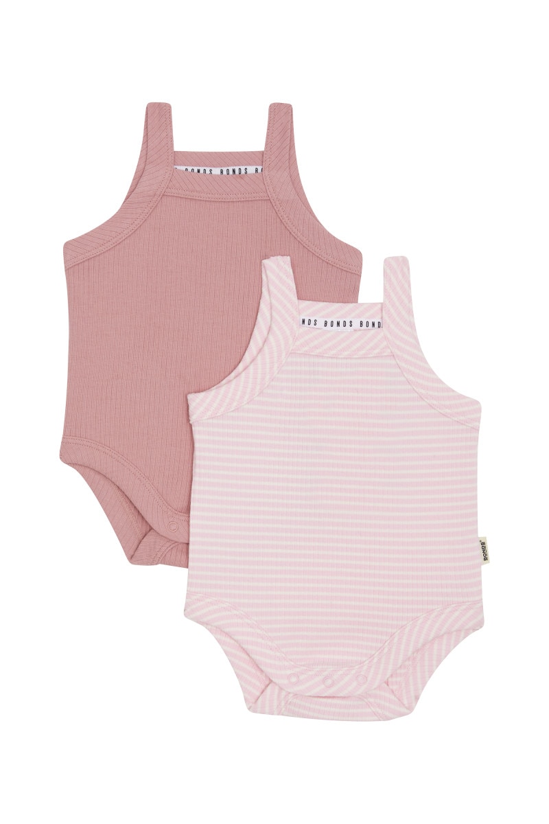 Bonds Newbies Rib Singlet Suit 2 Pack | Baby Baby Bodysuit | BWJKA