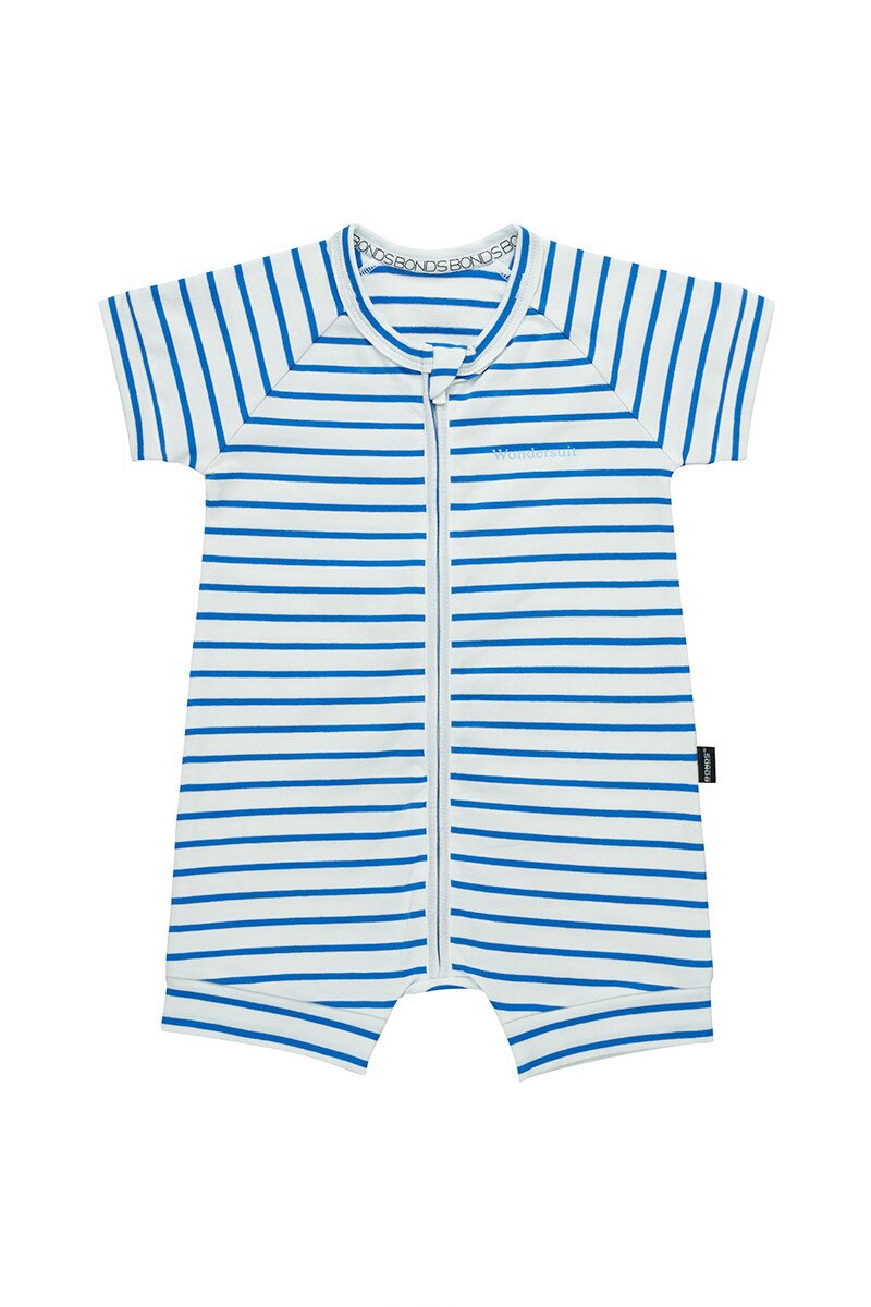 BONDS Zip Romper Wondersuit BXNMA White / Cotton Inertia Blue