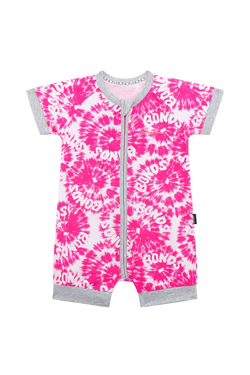 BONDS Zip Romper | BXP9A | Glowing Tie-Dye Albertine Pink