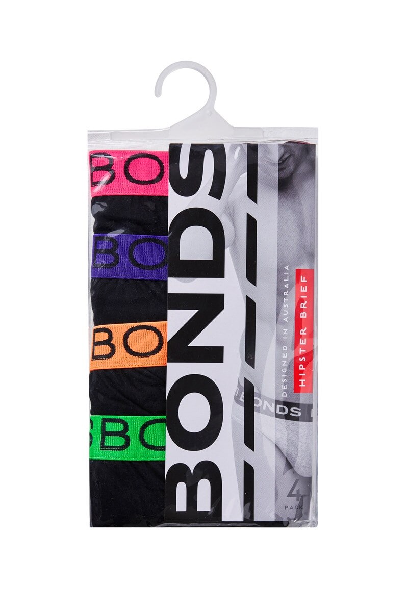 Mens Bonds Basic Everyday New Hipster Brief 4 Pack Work & Play Cotton M38DM4 
