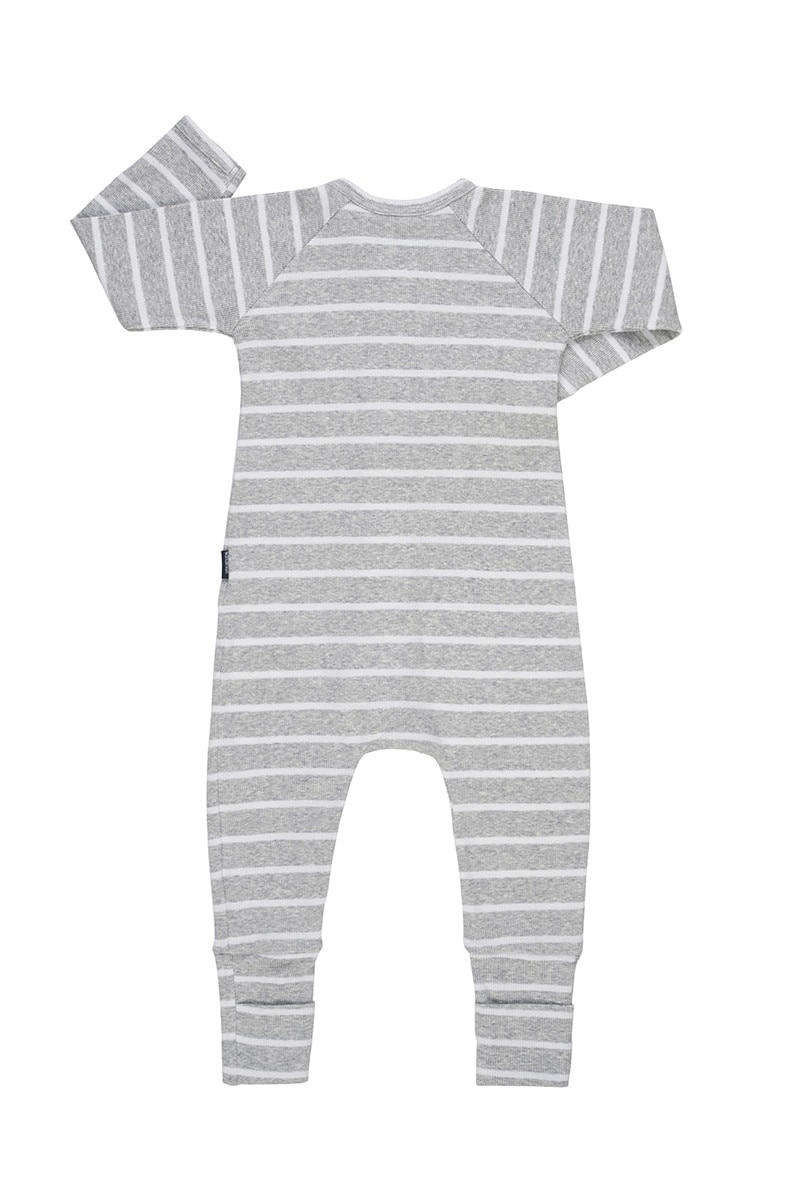 【WONDER WONDER】Moit fur color collar ribbed zip-up BONDS Ribbed Zip Wondersuit | BXKAA | New Grey Marle & White