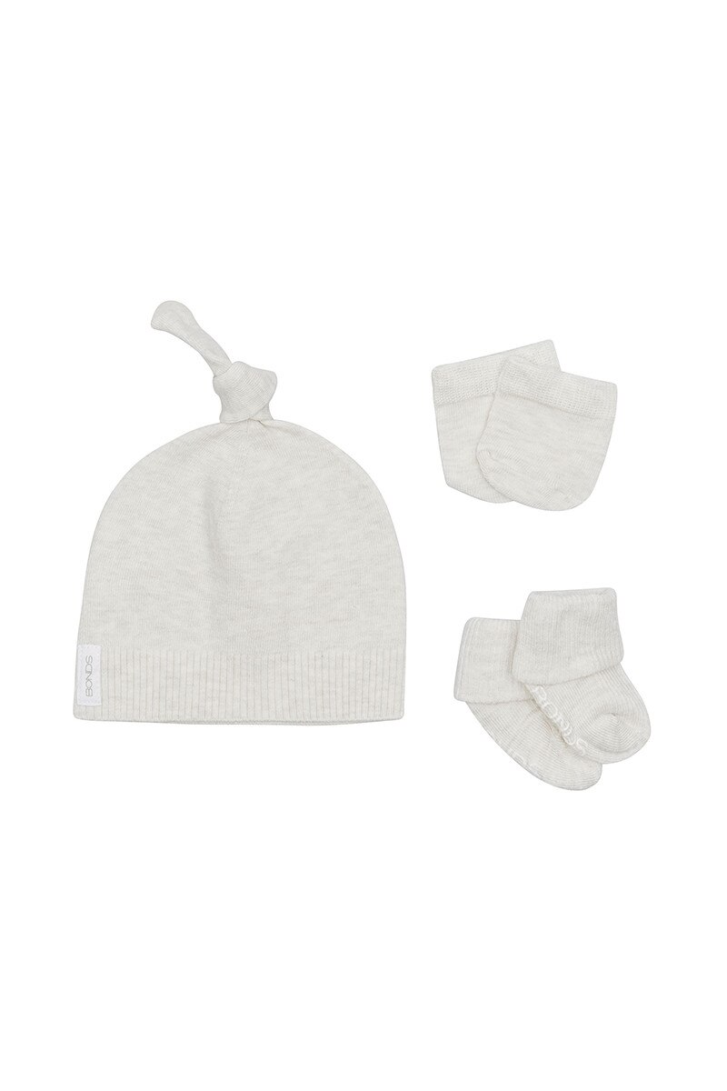 Baby Bamboo Beanie Set / Snowy Marle / 0-3 months