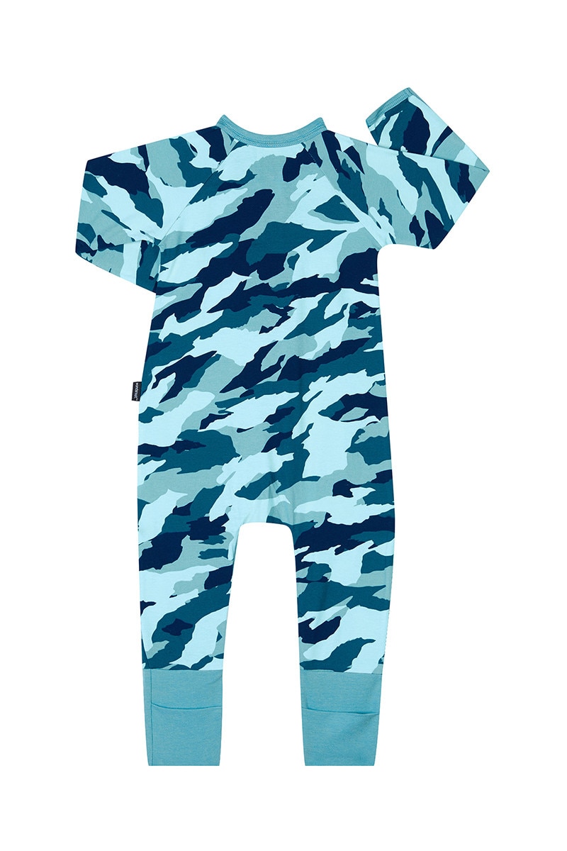 【WONDER WONDER】Weta Back Pocket Snap Wide Cotton PT Camo BONDS Zip Wondersuit | BZBVA | Now You See Me Camo Blue