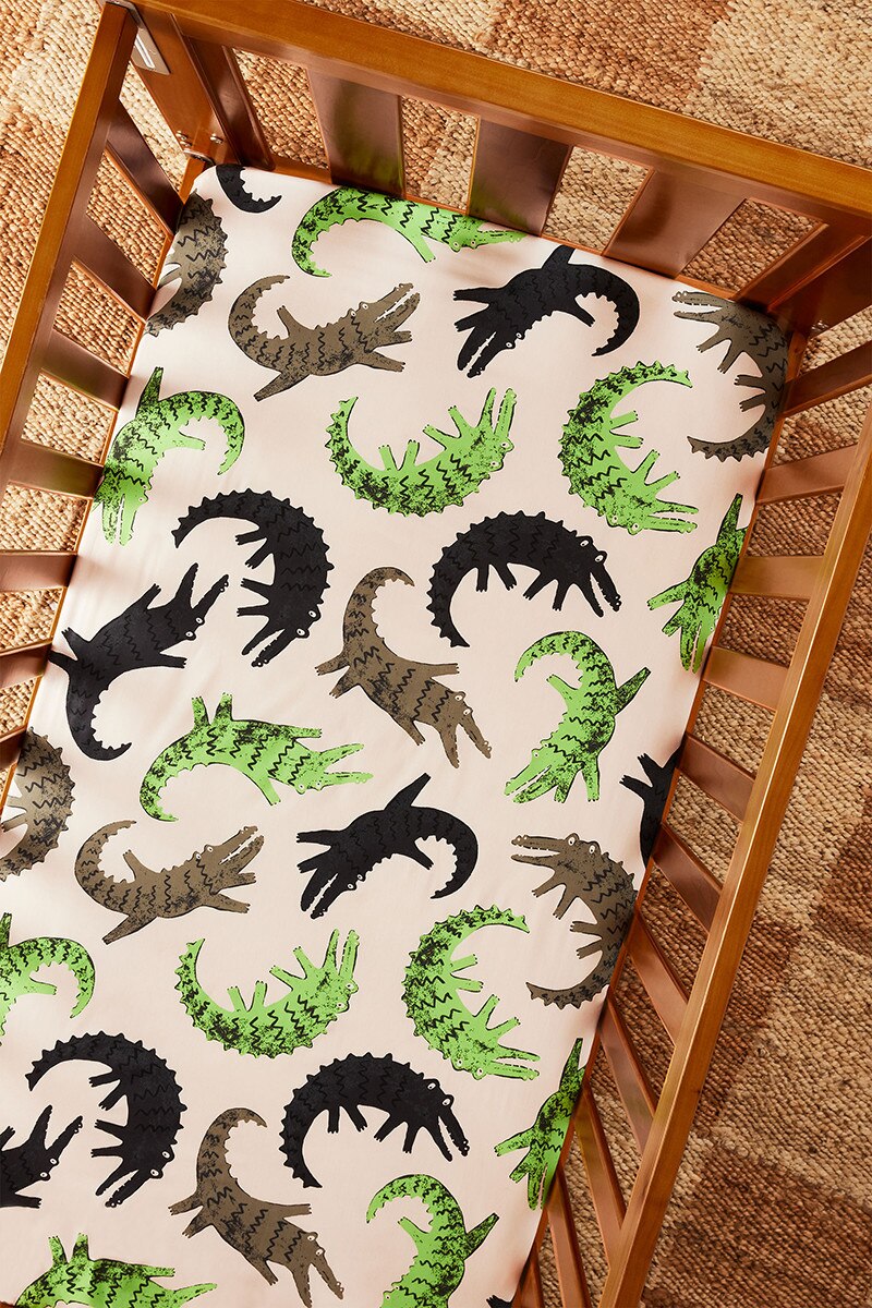 BONDS Aussie Cotton Cot Sheet ZYERA Rock Around The Crock