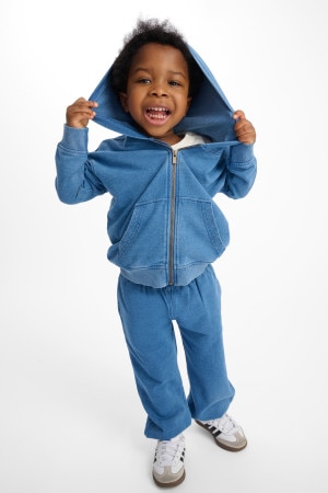 Denim Wash Zip Hoodie