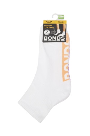 Kids Logo Cushioned Quarter Crew Socks 4 Pack