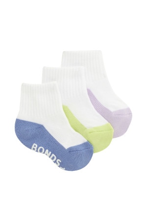 Baby Logo Cushioned Quarter Crew Socks 3 Pack