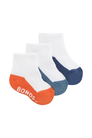 Baby Logo Cushioned Quarter Crew Socks 3 Pack
