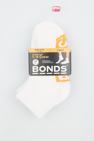 Kids Logo Cushioned Quarter Crew Socks 3 Pack