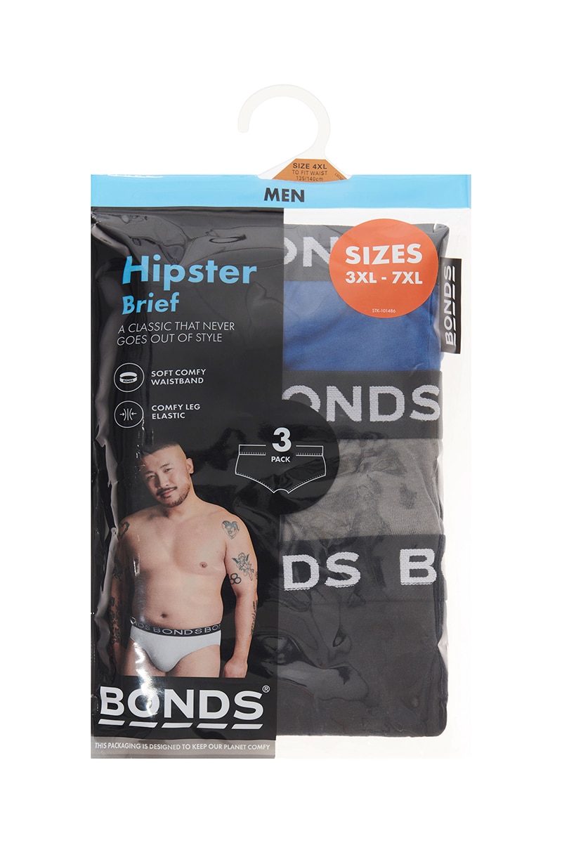 Bonds 3 Pack Hipster Briefs Big Mens Plus Size Underwear Undies