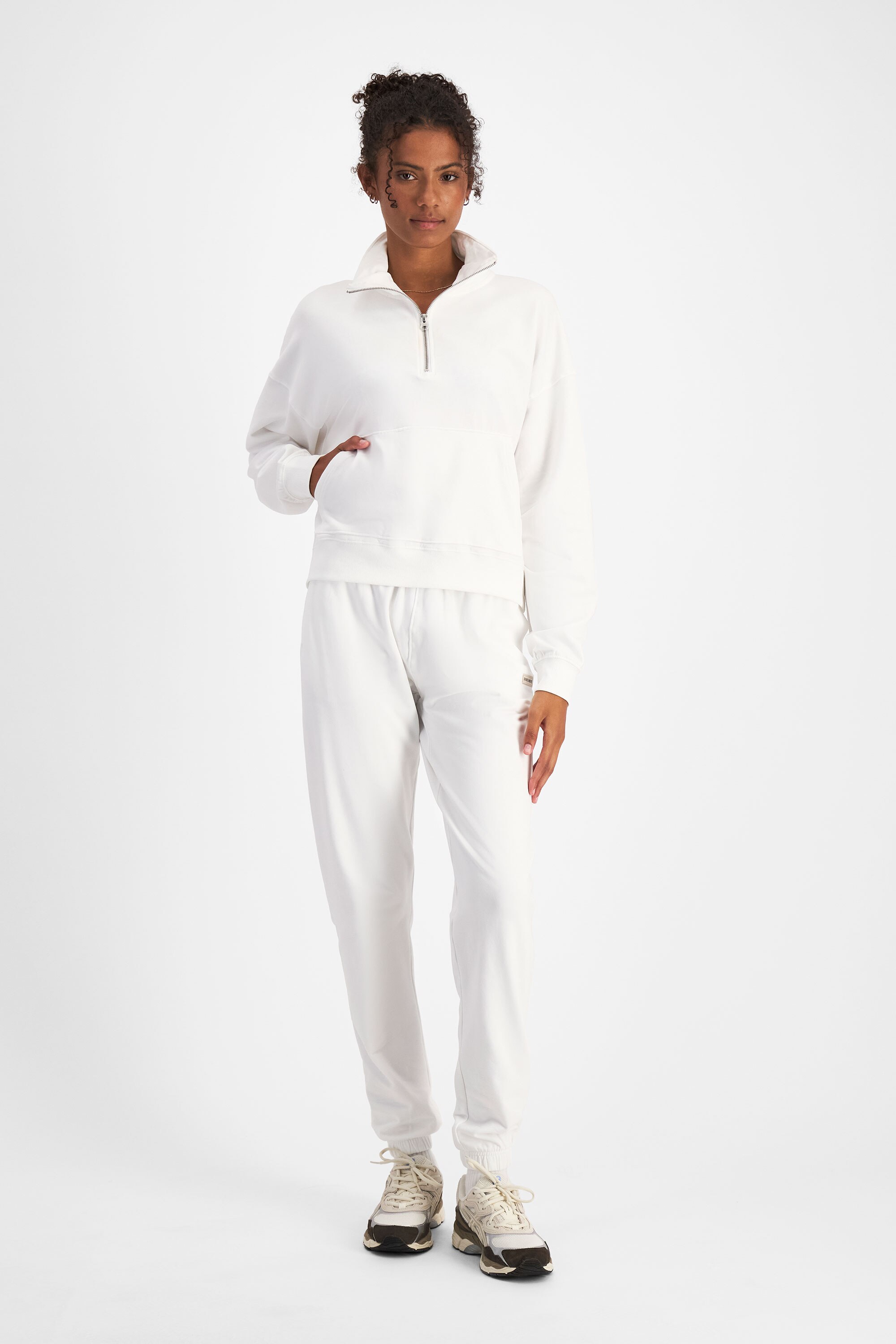 ★KHAKIPOINT★ Women's shirring point half-zip stadium colla Bonds Move Half Zip Pullover | Womens Pullover | CQNUI