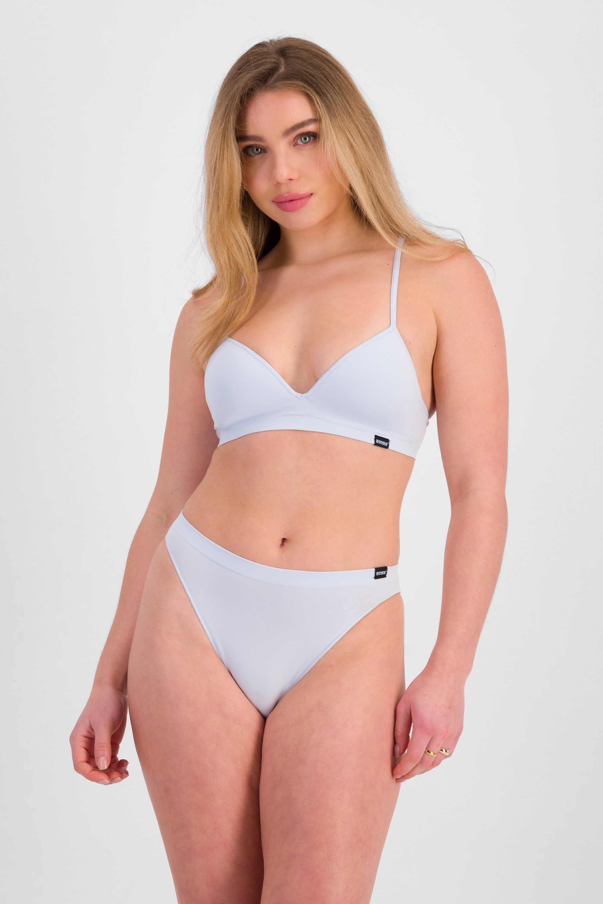 Bonds Women's Match Its Seamless Hi Bikini in Blue Snow Size: 18