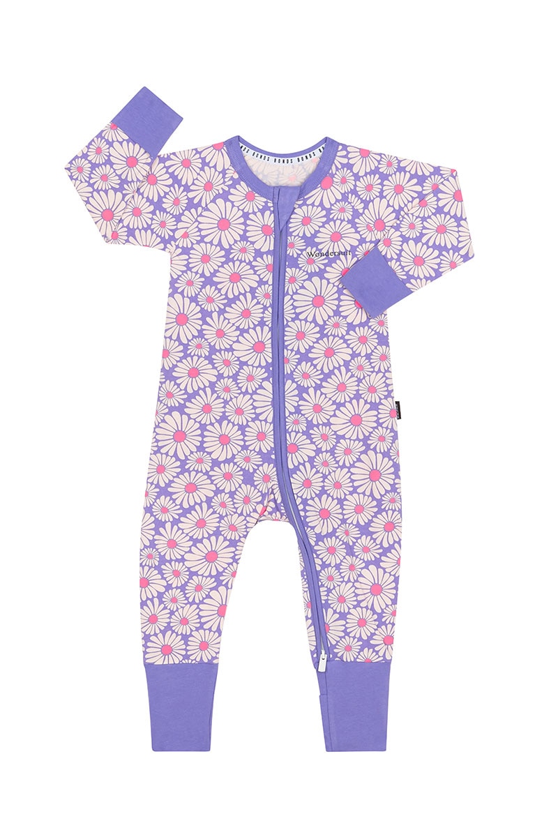 Bonds Baby 2-Way Zip Wondersuit Coverall Purple Stripe