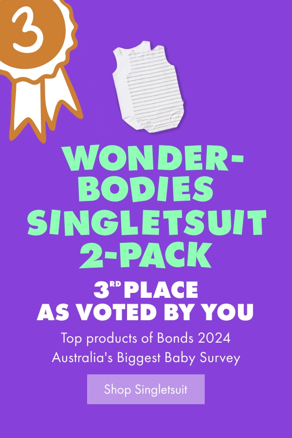 Wonderbodies singlesuit 2-pack. 3rd place as voted by you. Top products of bonds 2024 Australias biggest baby survey. Shop Singlesuit.