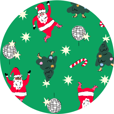 Disco Santa Green print fabric filter