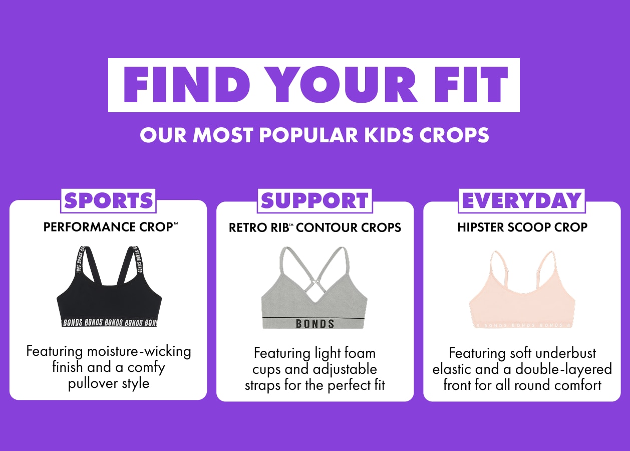 Find Your Fit. Our Most Popular Kids Crops.
