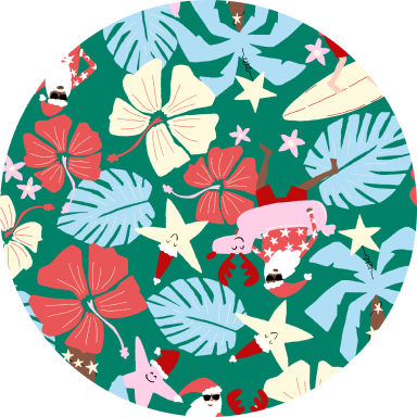 Surfing Santa Green print fabric filter