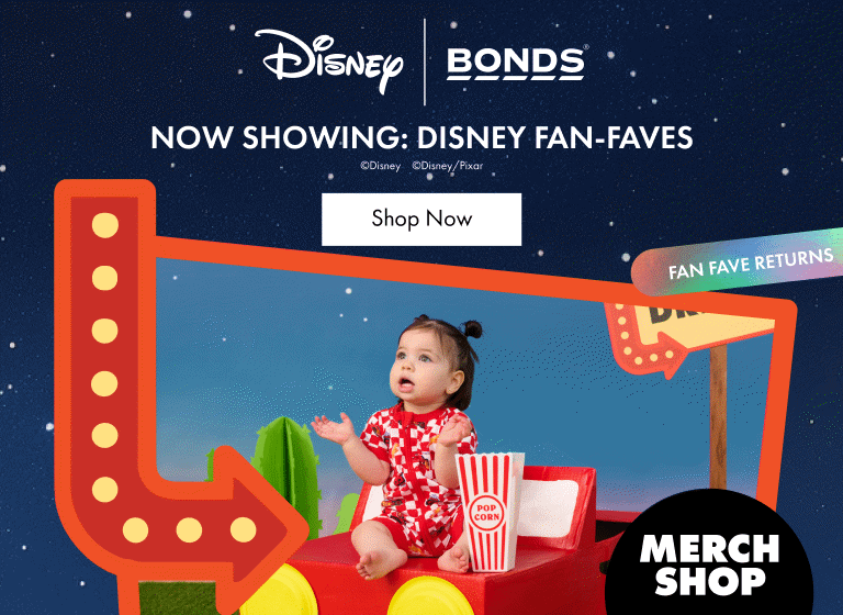 DISNEY | BONDS Now Showing: Disney Fan-faves. Your mini’s big-screen legends, reimagined for summer.