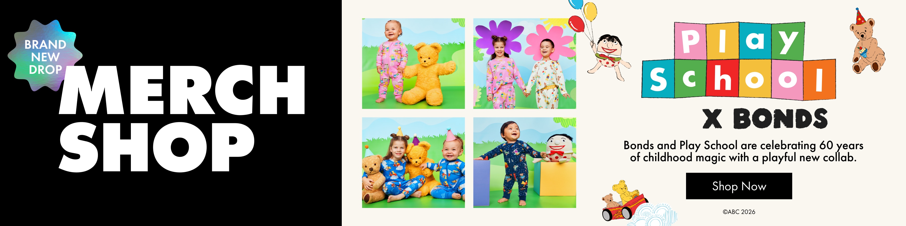 Bonds and Play School are celebrating 60 years of childhood magic with a playful new collab.