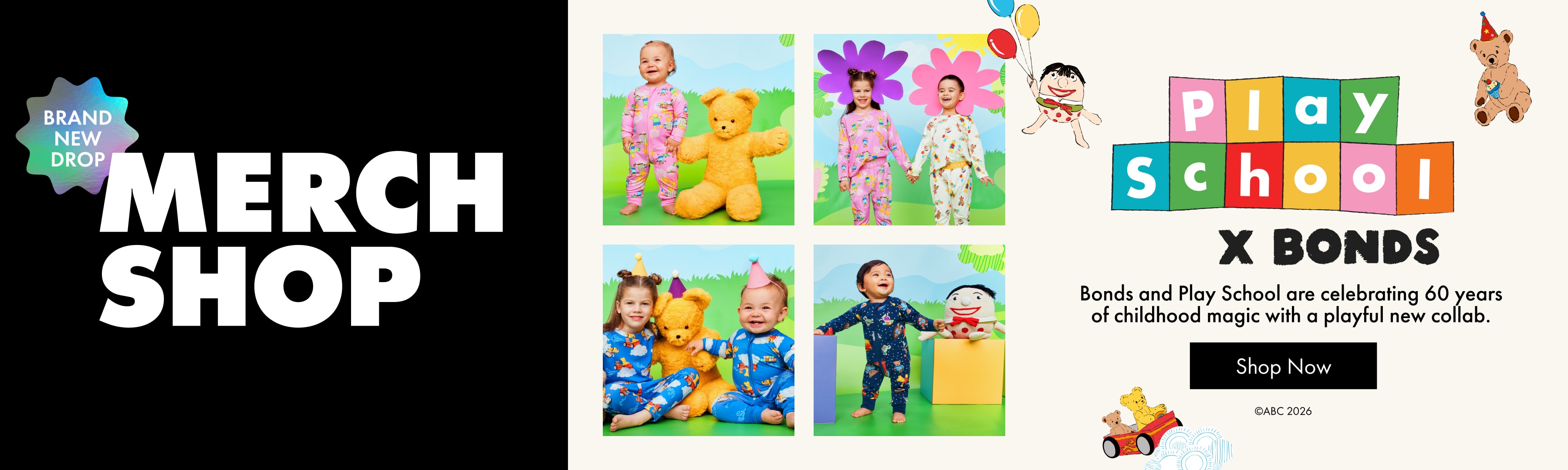 Bonds and Play School are celebrating 60 years of childhood magic with a playful new collab. 