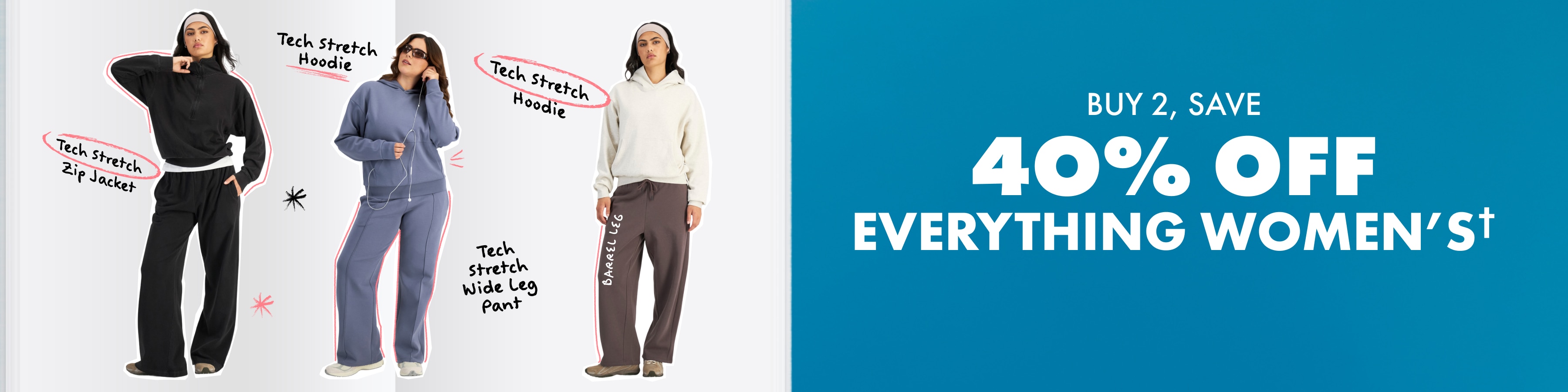 Buy 2 Save 40% Off Women's Clothing and sleep